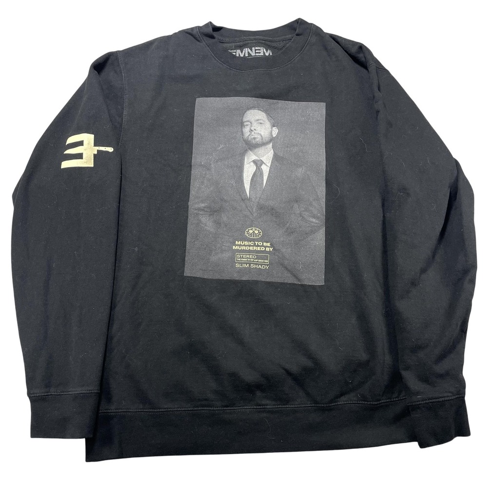 Eminem Sweatshirt Mens Large Black Music To Be Murdered By Fleece Crewneck